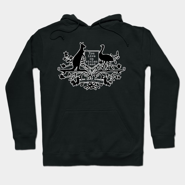 You live on stolen land black/white image Hoodie by Beautifultd